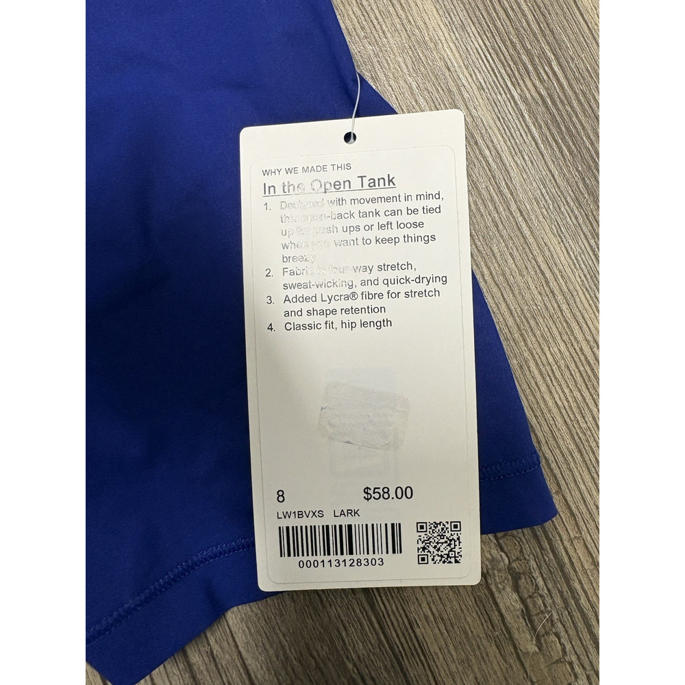 Lululemon In the Open Tank Larkspur Blue Open Back Athletic Top Womens M NWT - Picture 6 of 8